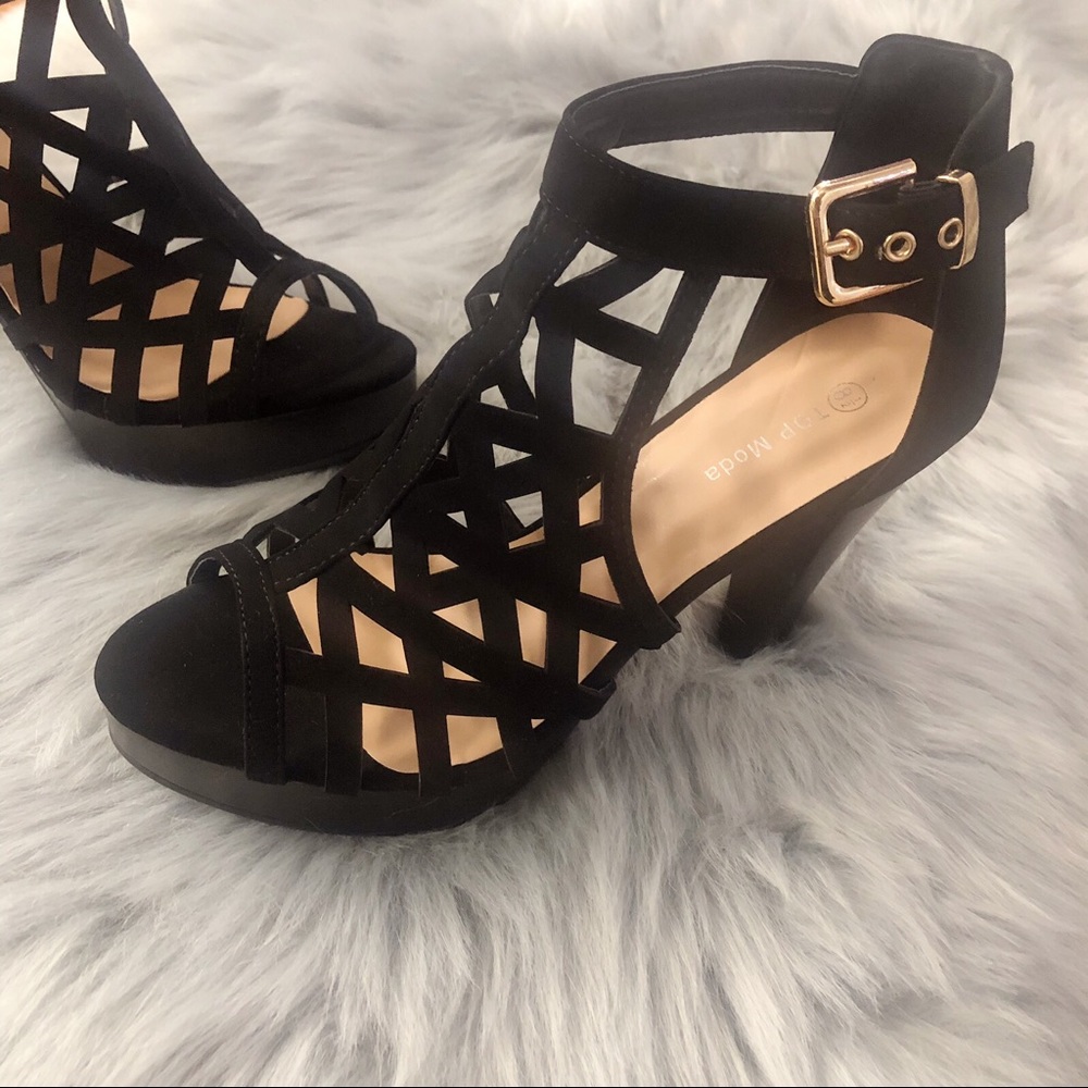 Black Platform-High Heel Open Toe - Picture 4 of 4